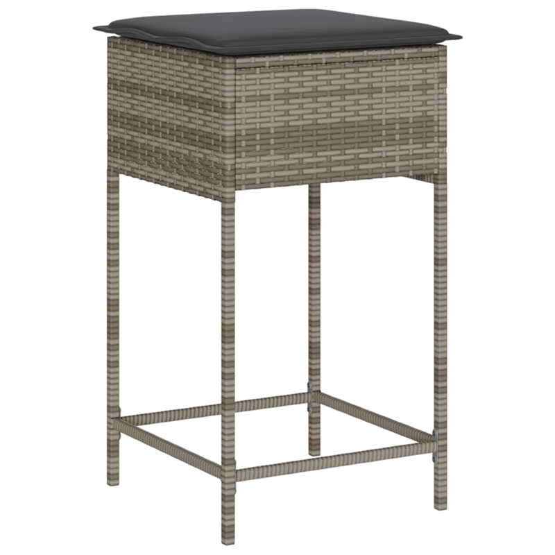 Pemberly Row 5 Piece Outdoor Patio Bar Set with Cushions in Black/Gray