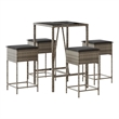 Pemberly Row 5 Piece Outdoor Patio Bar Set with Cushions in Black/Gray