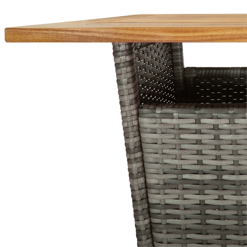 Pemberly Row 3 Piece Solid Acacia Wood Outdoor Patio Bar Set in Gray