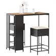 Pemberly Row 3 Piece Solid Acacia Wood Bar Set in Black/White/Cream