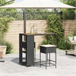 Pemberly Row 3 Piece Solid Acacia Wood Bar Set in Black/White/Cream