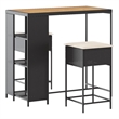 Pemberly Row 3 Piece Solid Acacia Wood Bar Set in Black/White/Cream