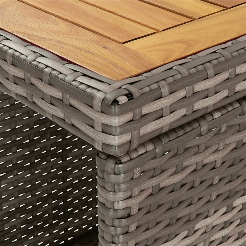 Pemberly Row 5 Piece Solid Acacia Wood Outdoor Patio Bar Set in Gray