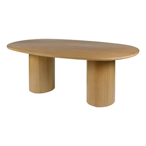 Pemberly Row 84&quot Solid Wood Oval Pedestal Dining Table in Light Brown
