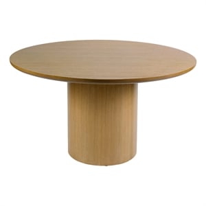 Pemberly Row 54&quot Solid Wood Round Pedestal Dining Table in Light Brown