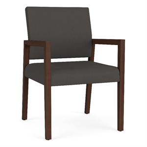 Pemberly Row Waiting Reception Guest Chair Wood Frame in Gray