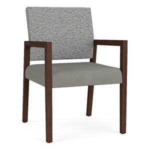 Pemberly Row Waiting Reception Guest Chair Wood Frame in Gray