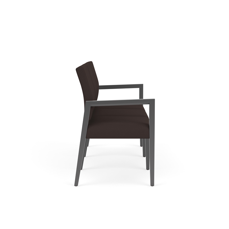 Pemberly Row Waiting Reception 3 Seat Tandem Seating No Center Arms in Brown