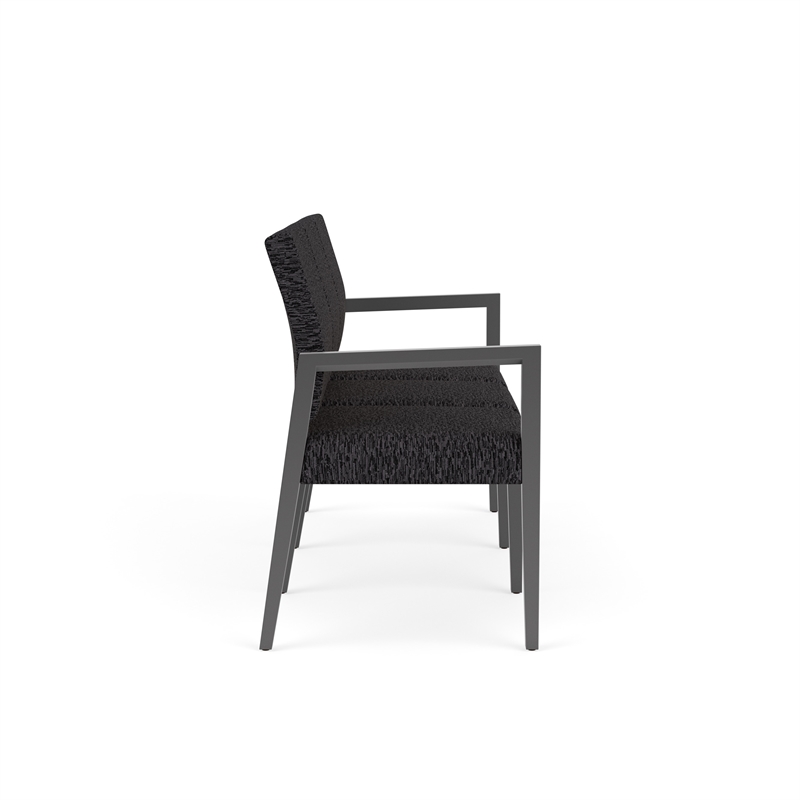 Pemberly Row Waiting Reception 3 Seat Tandem Seating No Center Arms in Black
