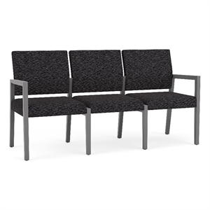 Pemberly Row Waiting Reception 3 Seat Tandem Seating No Center Arms in Black
