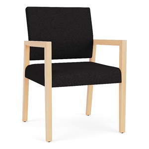 Pemberly Row Waiting Reception Guest Chair Wood Frame in Black
