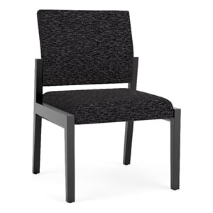 Pemberly Row Waiting Reception Armless Guest Chair Wood Frame in Black