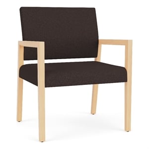 Pemberly Row Waiting Reception Wide Guest Chair Wood Frame in Brown