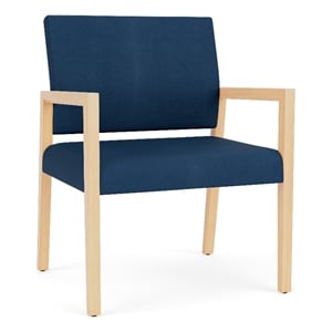 Pemberly Row Waiting Reception Wide Guest Chair Wood Frame in Blue