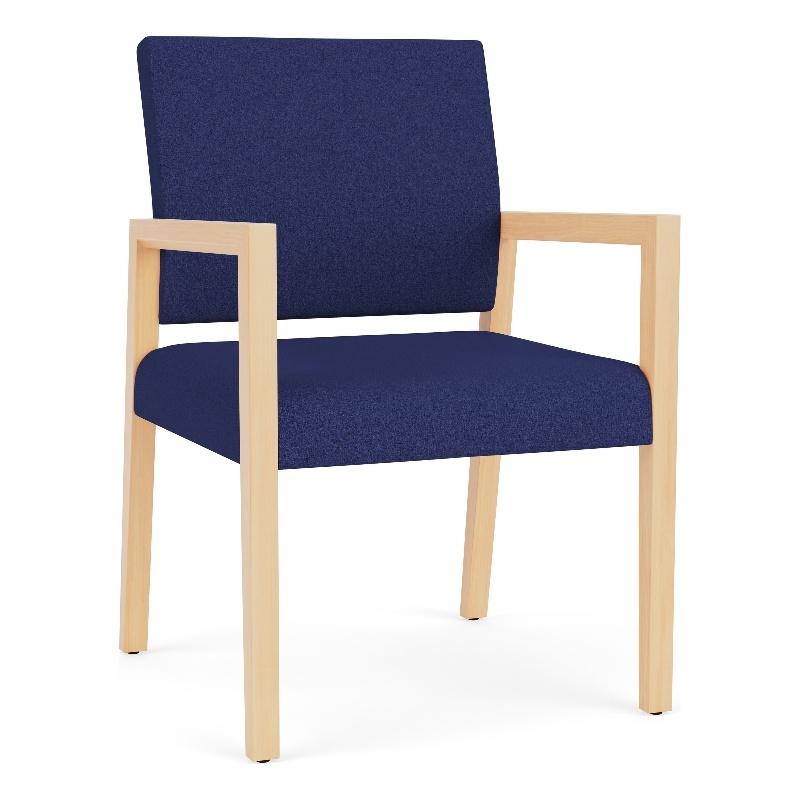 Pemberly Row Waiting Reception Guest Chair Wood Frame in Blue
