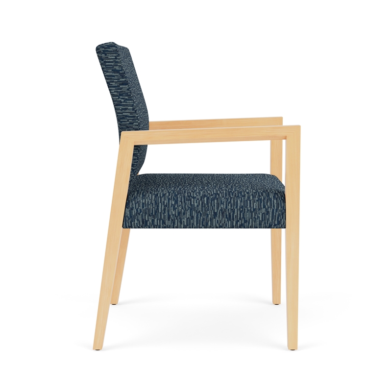 Pemberly Row Waiting Reception Guest Chair Wood Frame in Blue