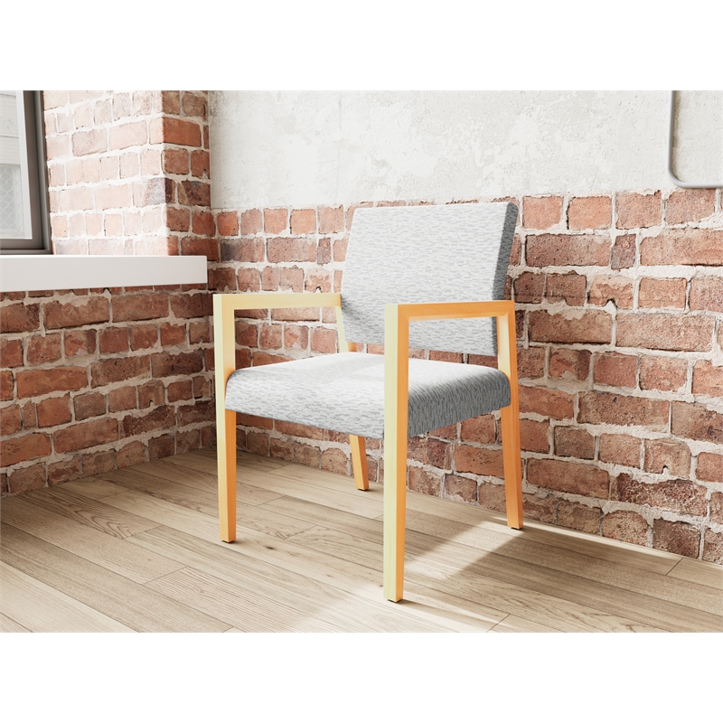 Pemberly Row Waiting Reception Guest Chair Wood Frame in Gray