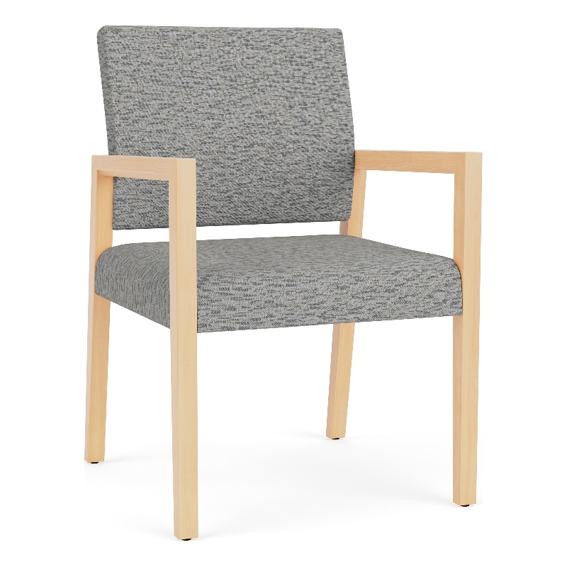 Pemberly Row Waiting Reception Guest Chair Wood Frame in Gray