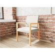 Pemberly Row Waiting Reception Guest Chair Wood Frame in Beige
