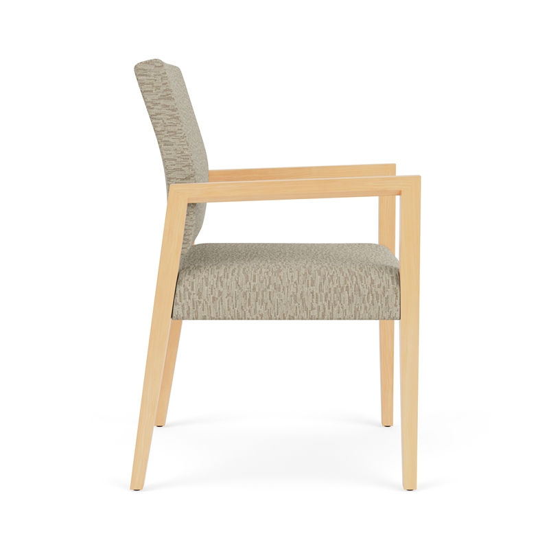 Pemberly Row Waiting Reception Guest Chair Wood Frame in Beige
