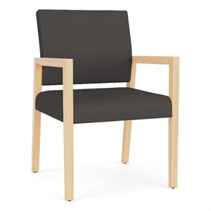 Pemberly Row Waiting Reception Guest Chair Wood Frame in Gray