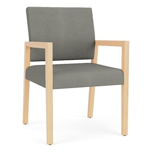 Pemberly Row Waiting Reception Guest Chair Wood Frame in Gray