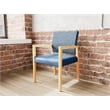 Pemberly Row Waiting Reception Guest Chair Wood Frame in Blue