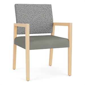 Pemberly Row Waiting Reception Guest Chair Wood Frame in Gray