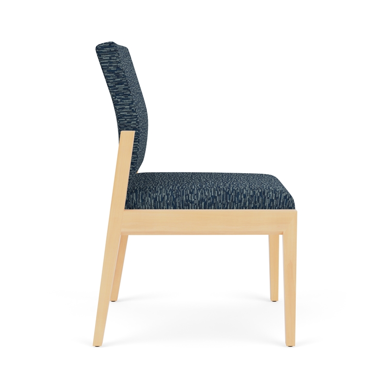 Pemberly Row Waiting Reception Armless Guest Chair Wood Frame in Blue