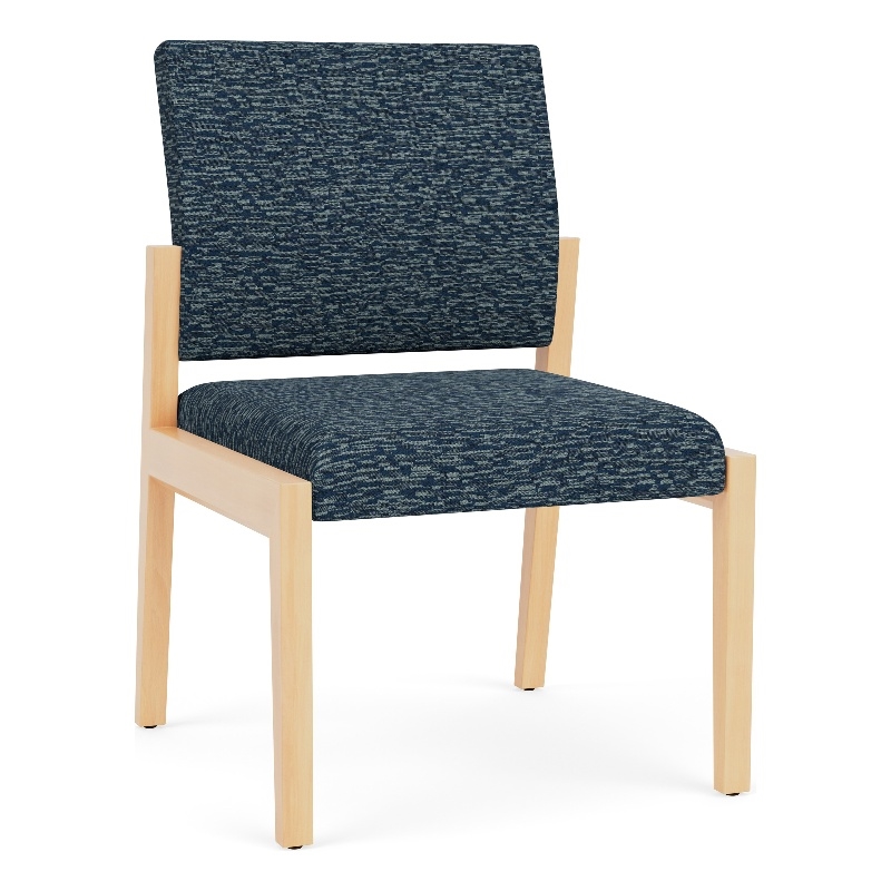 Pemberly Row Waiting Reception Armless Guest Chair Wood Frame in Blue