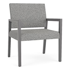 Pemberly Row Waiting Reception Wide Guest Chair Wood Frame in Gray
