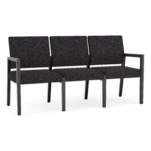 Pemberly Row Waiting Reception 3 Seat Tandem Seating No Center Arms in Black