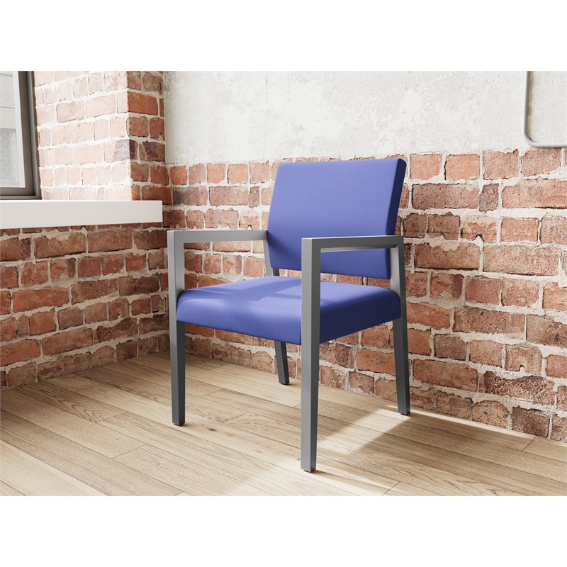 Pemberly Row Waiting Reception Guest Chair Wood Frame in Blue
