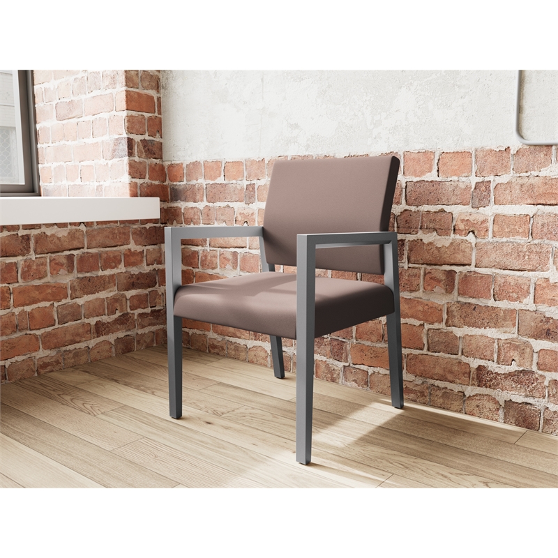 Pemberly Row Waiting Reception Guest Chair Wood Frame in Brown