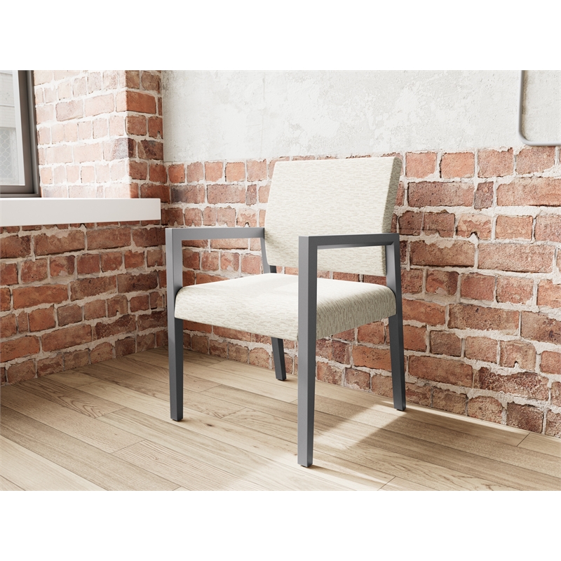 Pemberly Row Waiting Reception Guest Chair Wood Frame in Beige