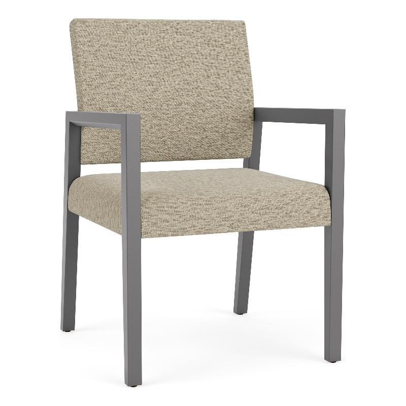Pemberly Row Waiting Reception Guest Chair Wood Frame in Beige