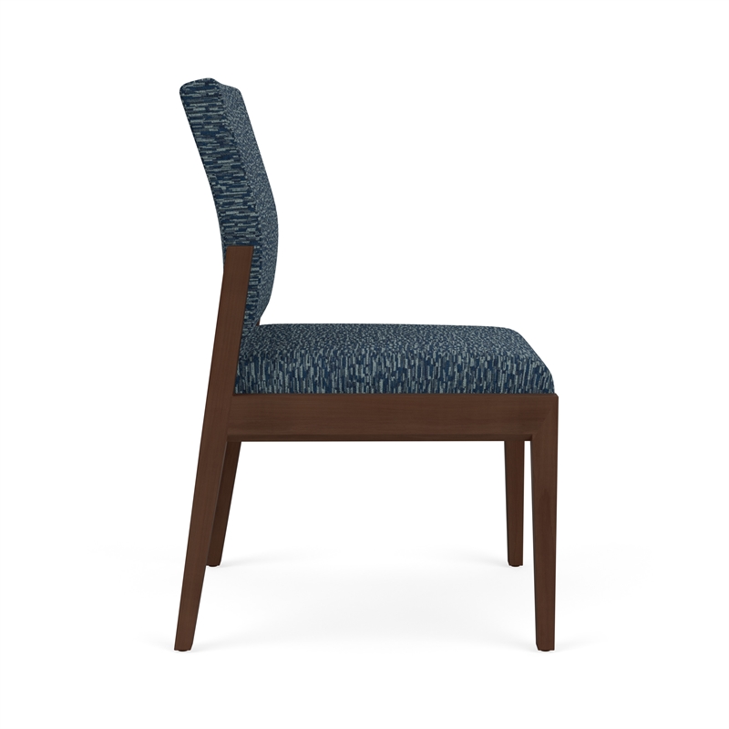 Pemberly Row Waiting Reception Armless Guest Chair Wood Frame in Blue
