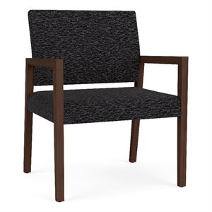 Pemberly Row Waiting Reception Wide Guest Chair Wood Frame in Black