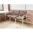 Pemberly Row Waiting Reception 3 Seat Tandem Seating No Center Arms in Brown