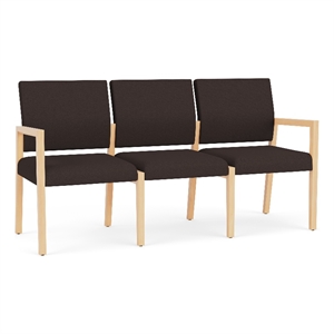 Pemberly Row Waiting Reception 3 Seat Tandem Seating No Center Arms in Brown