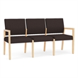 Pemberly Row Waiting Reception 3 Seat Tandem Seating No Center Arms in Brown