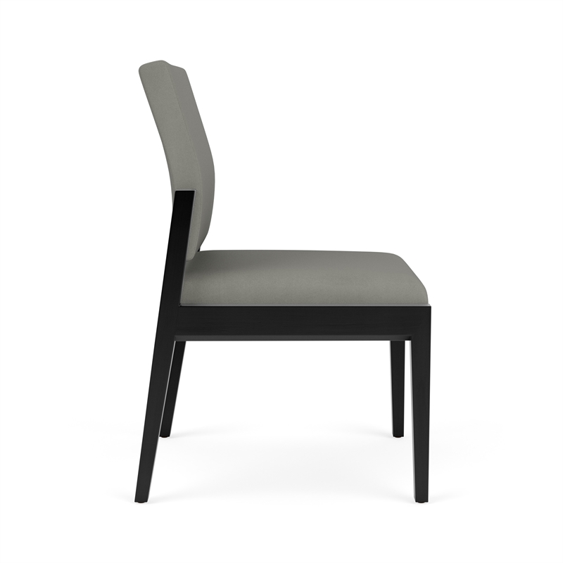 Pemberly Row Waiting Reception Armless Guest Chair Wood Frame in Gray