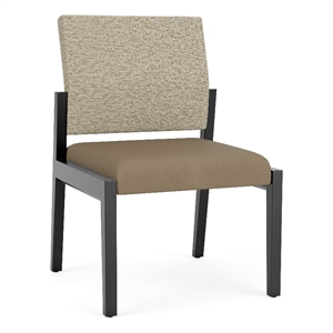 Pemberly Row Waiting Reception Armless Guest Chair Wood Frame in Brown