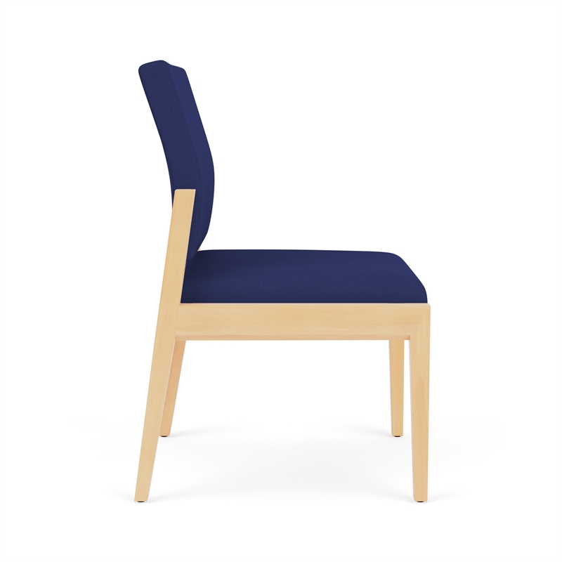 Pemberly Row Waiting Reception Armless Guest Chair Wood Frame in Blue