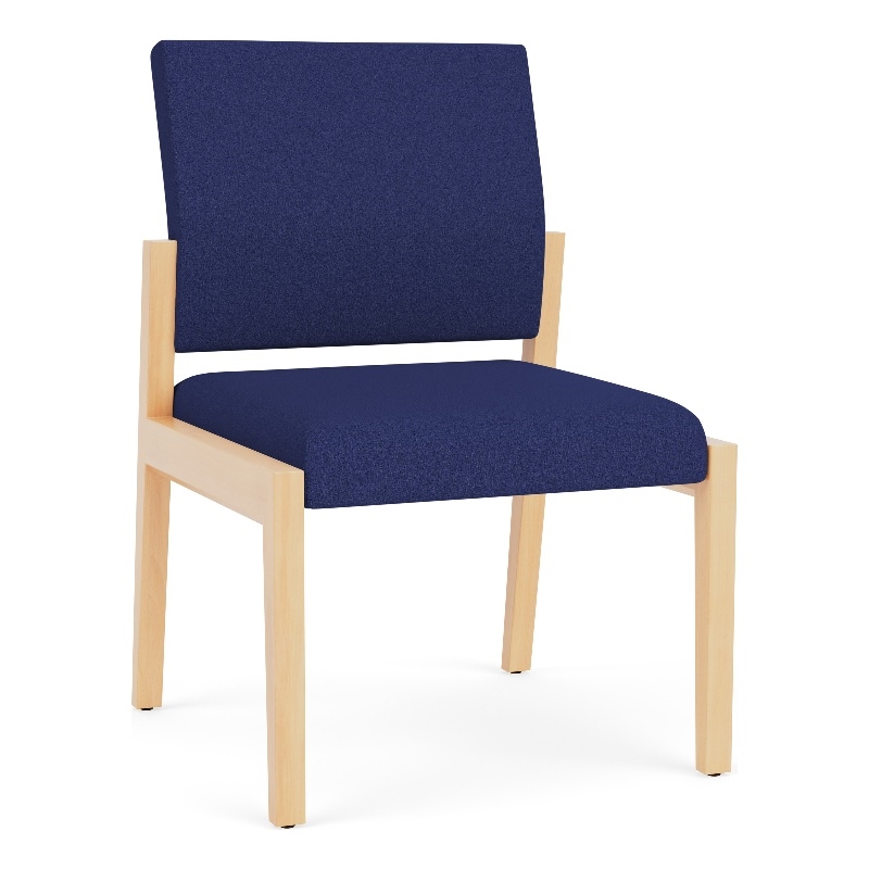 Pemberly Row Waiting Reception Armless Guest Chair Wood Frame in Blue