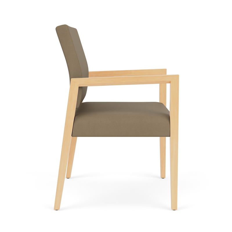 Pemberly Row Waiting Reception Wide Guest Chair Wood Frame in Brown