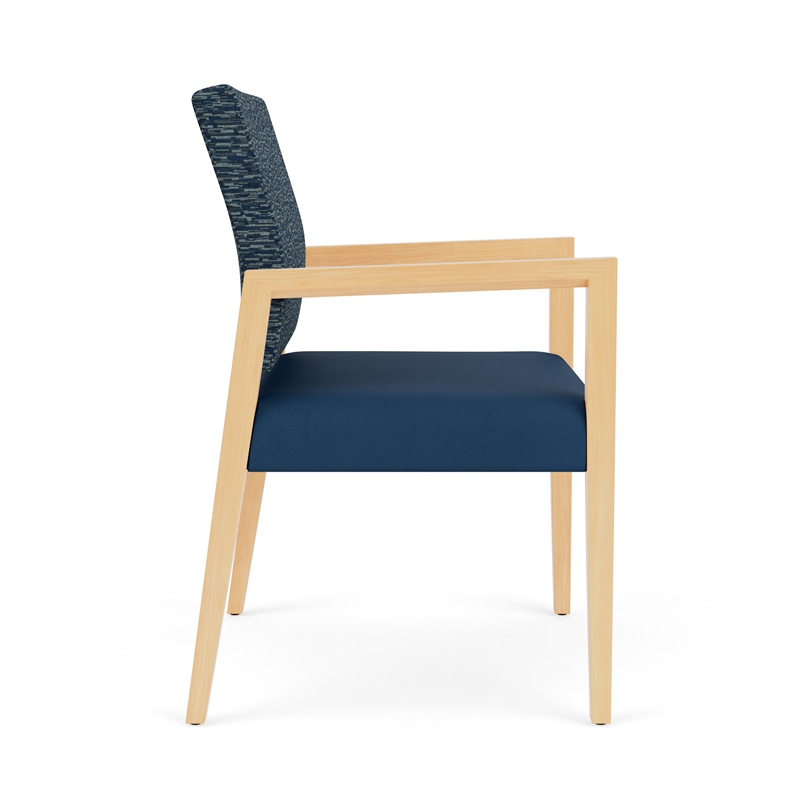 Pemberly Row Waiting Reception Wide Guest Chair Wood Frame in Blue