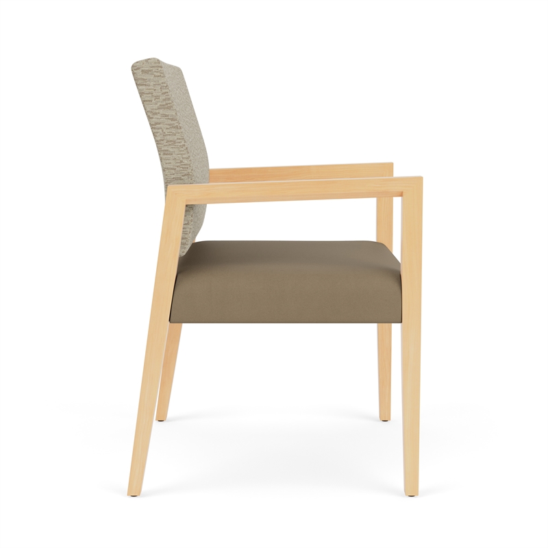 Pemberly Row Waiting Reception Wide Guest Chair Wood Frame in Brown