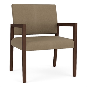 Pemberly Row Waiting Reception Wide Guest Chair Wood Frame in Brown