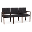 Pemberly Row Waiting Reception 3 Seat Tandem Seating No Center Arms in Black